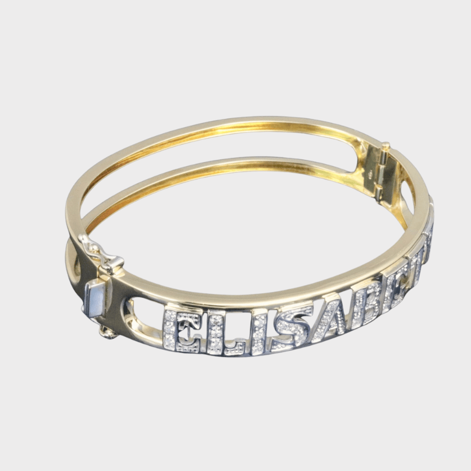 Bracciale Rigido con Nome e Diamanti 36540