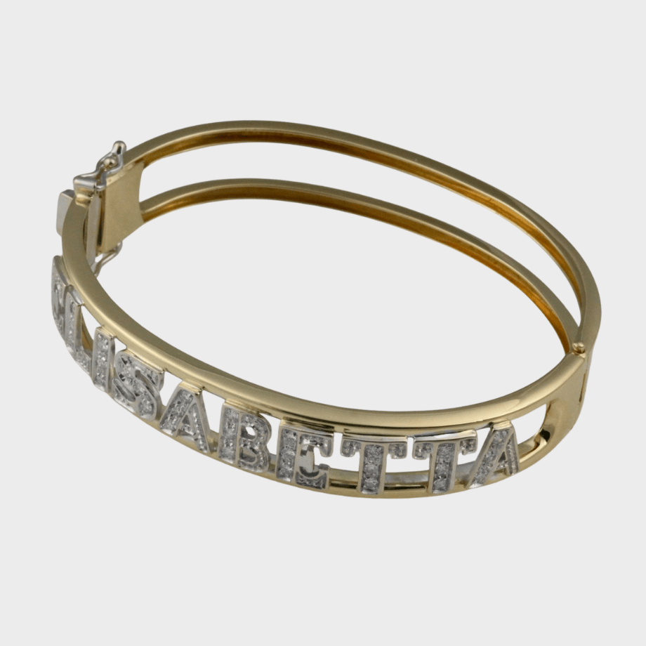 Bracciale Rigido con Nome e Diamanti 36536